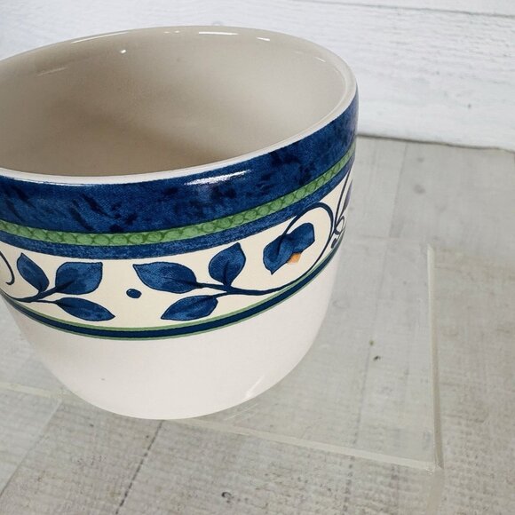 Pfaltzgraff ORLEANS Blue Green Vines Yellow Stoneware Flat 8oz Cups Mugs Set 4 - Picture 14 of 16